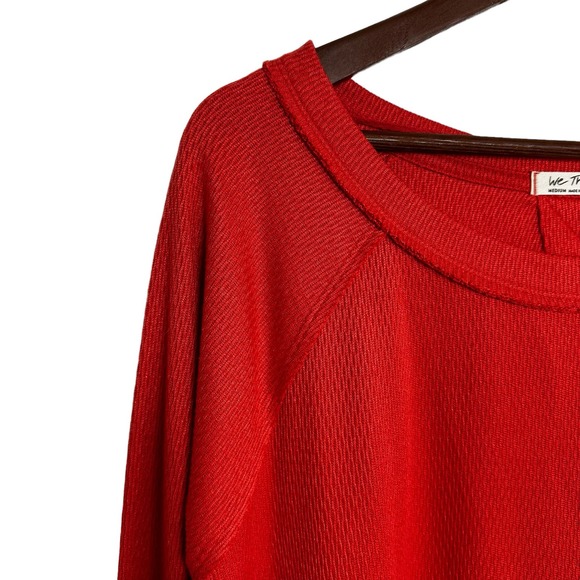 We The Free Thermal Jersey Top Size Medium Coral Rust Thumb Holes Slit Side Boho - Picture 11 of 15